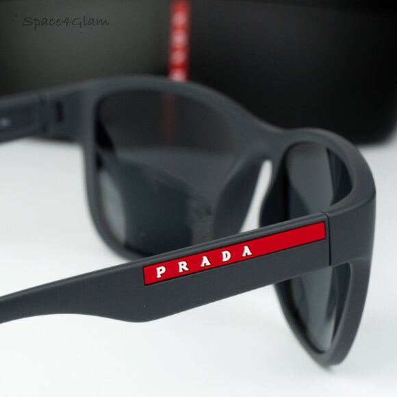 Prada Linea Rossa Women Sunglasses Grey Mirror Black Square PS01US UFK5L0 NEW main image 5
